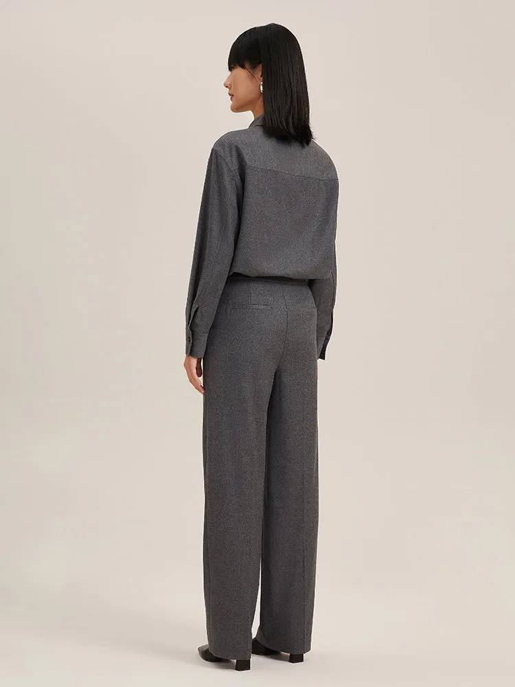 Dark Melange Grey Woolen Loose Pants