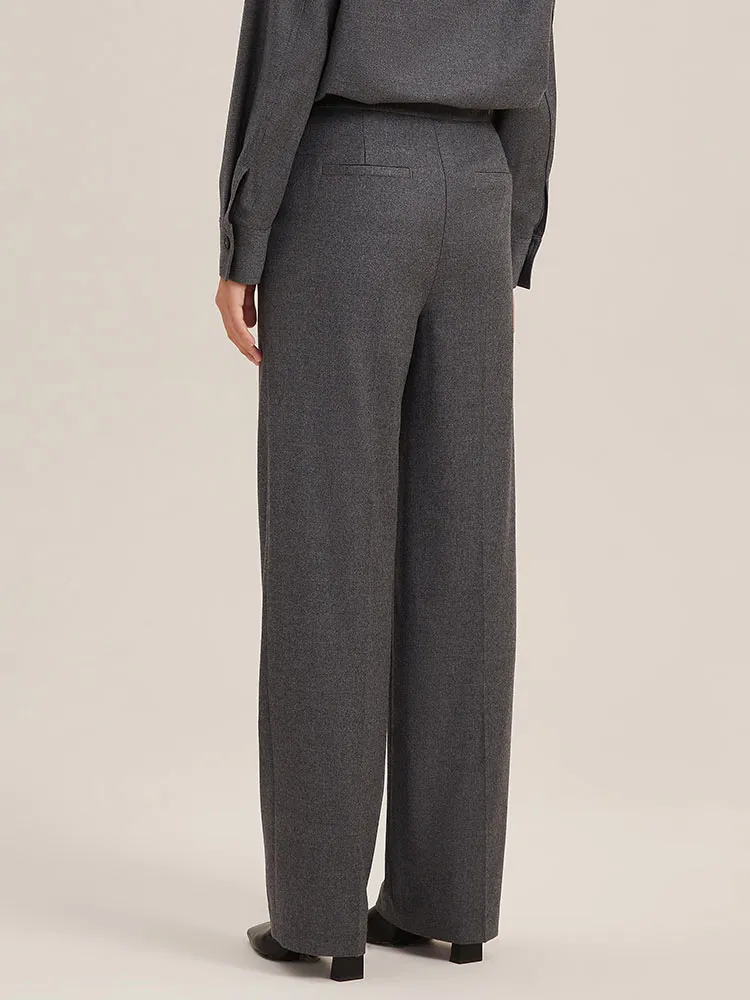 Dark Melange Grey Woolen Loose Pants