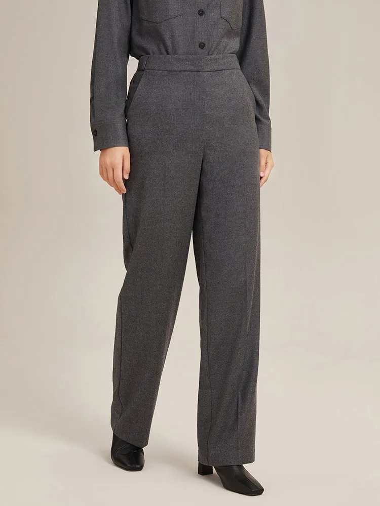 Dark Melange Grey Woolen Loose Pants