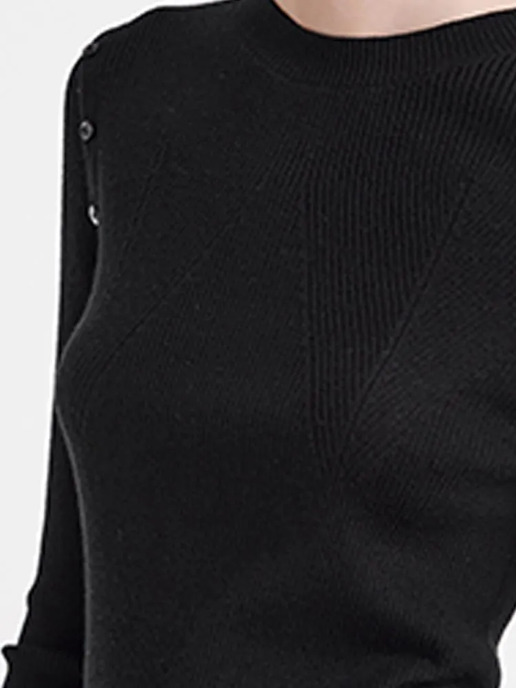 Detachable Sleeve Woolen Round Neck Sweater