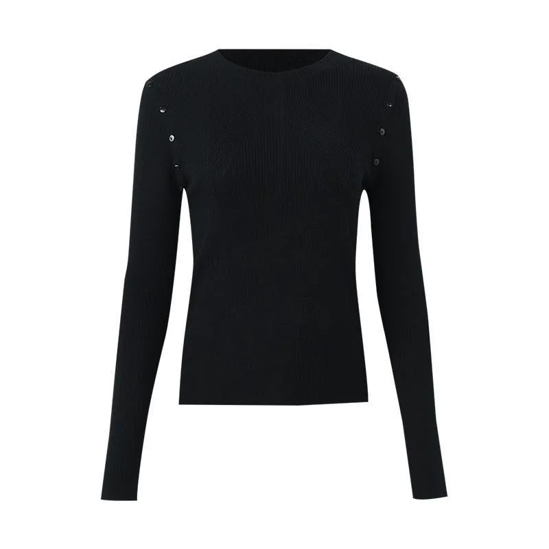 Detachable Sleeve Woolen Round Neck Sweater