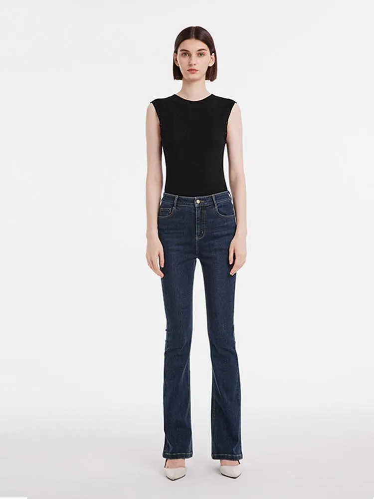 Detachable Sleeve Woolen Round Neck Sweater