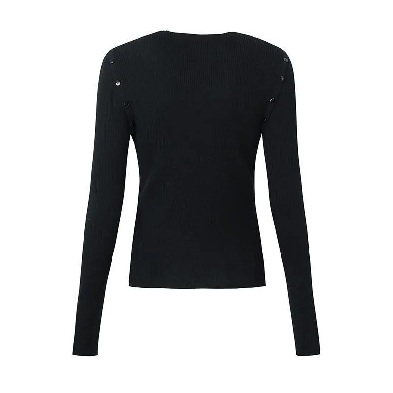 Detachable Sleeve Woolen Round Neck Sweater