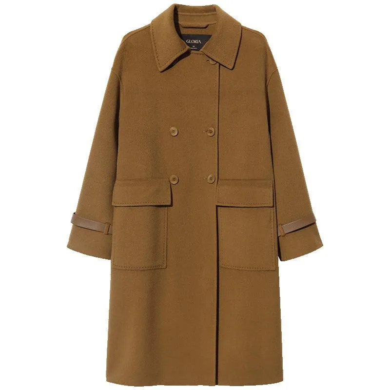 Double-Breasted 100% Double-faced Woolen Coat