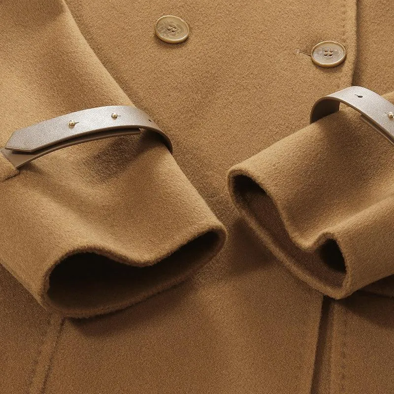 Double-Breasted 100% Double-faced Woolen Coat