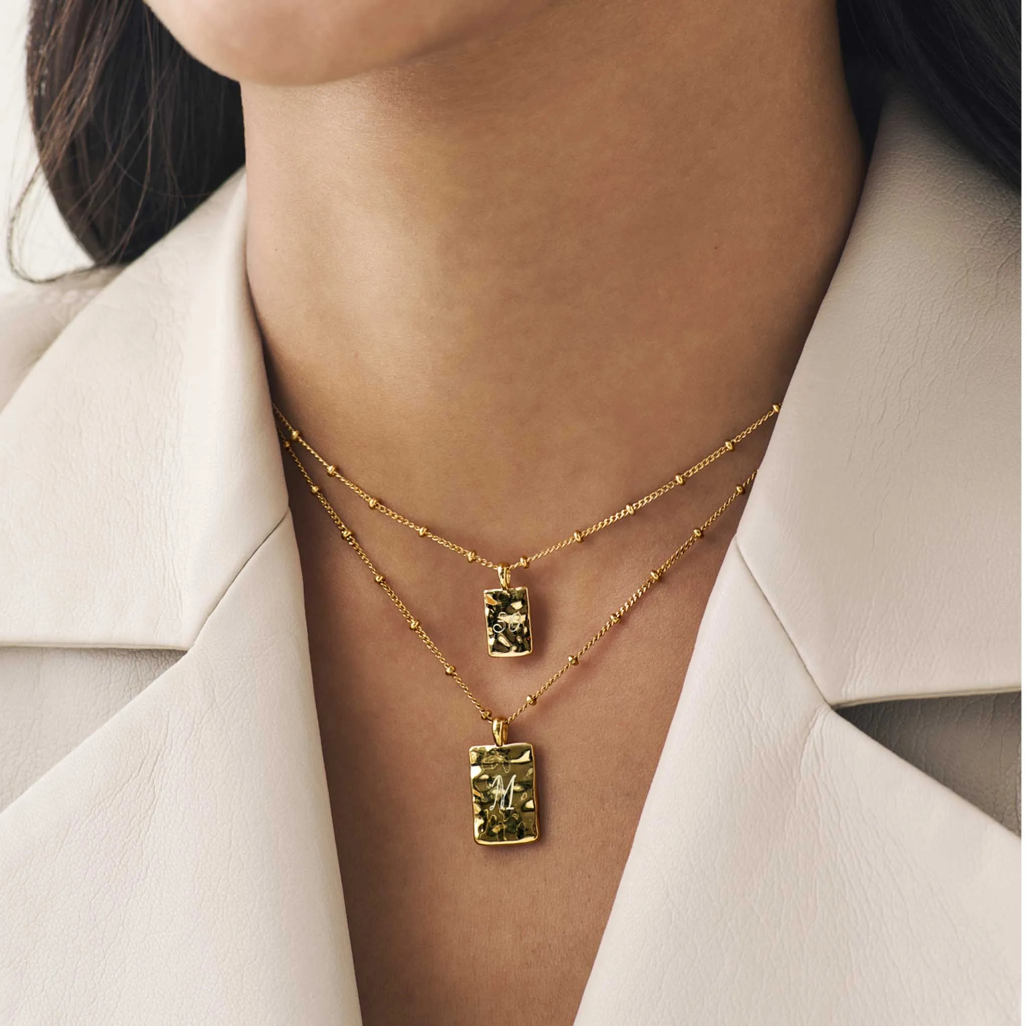 Engravable Mini Initial Notebook Necklace Gold