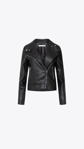 Faux Leather Moto Jacket - Black