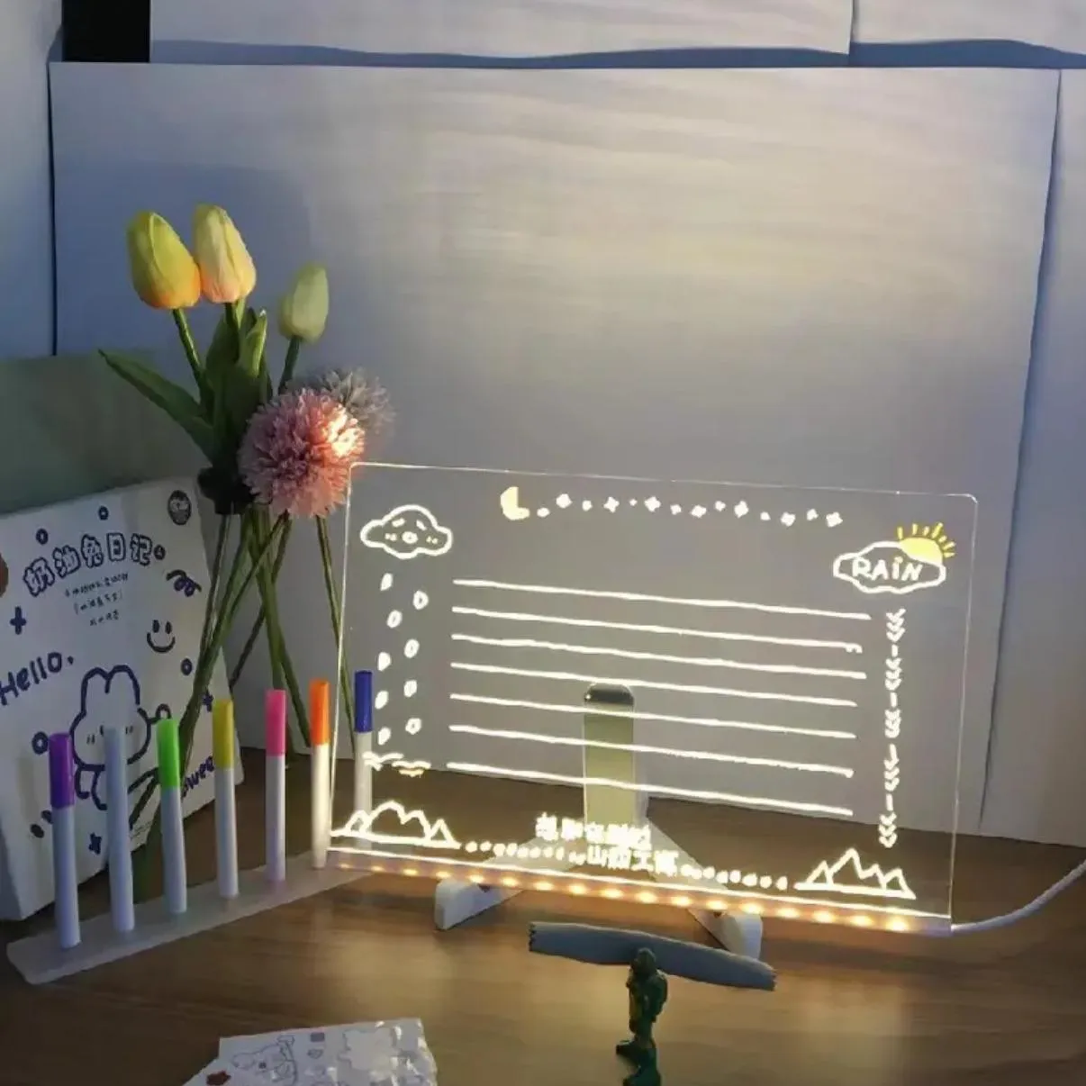 FF UK  Message Board Note Board Clear Desktop Whiteboard Frameless Mini Easel Home Christmas Decoration