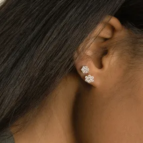 Flower Diamond Stud Earrings with 0.50 Carats