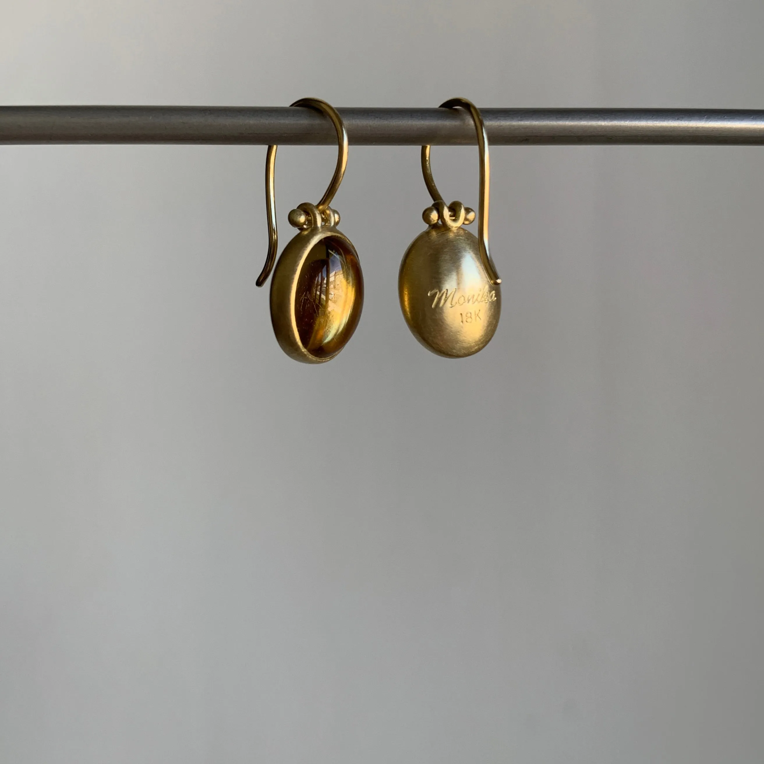 Golden Citrine Oval Earrings