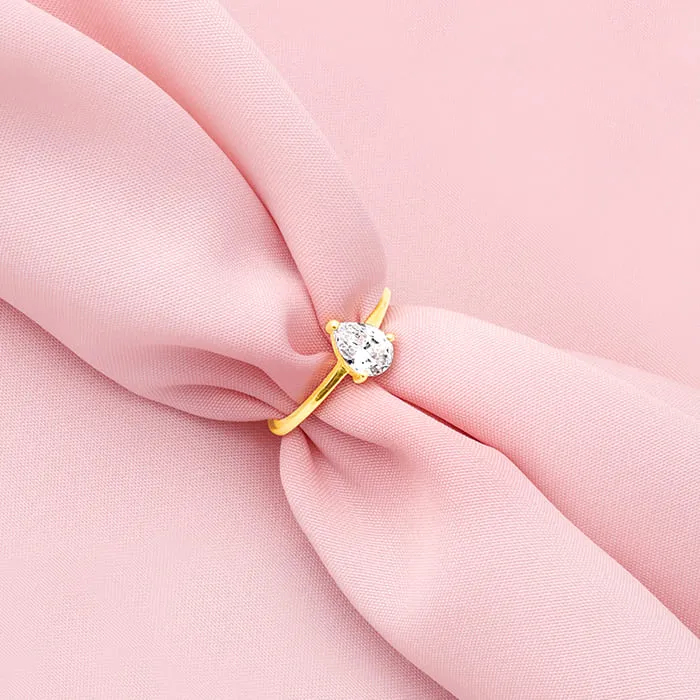 Golden Simple Zirconia Ring