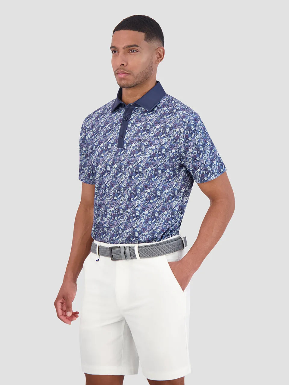 Guitar Picks Tech Jersey Sports Fit Polo - Blue