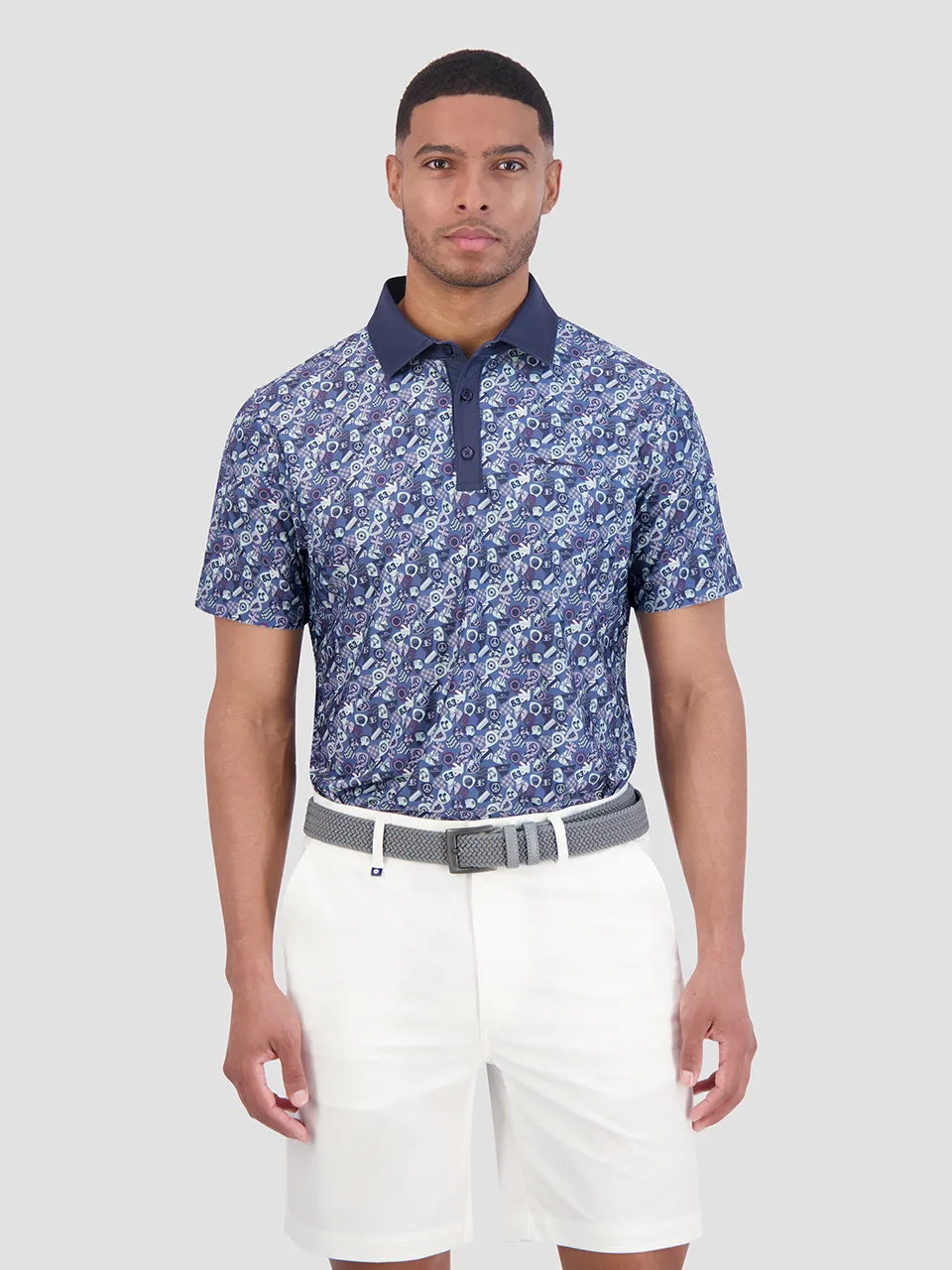 Guitar Picks Tech Jersey Sports Fit Polo - Blue