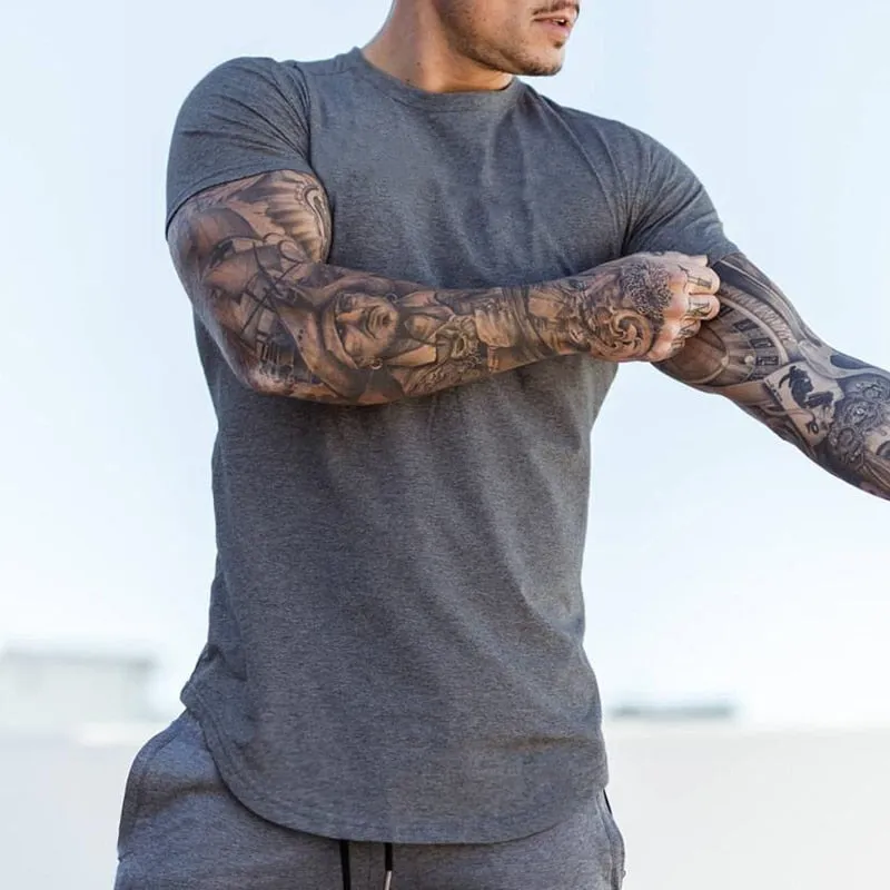 Gym Clothing Sports T Shirt Men's Cotton Breathable Fitness Short Sleeve Running Summer Tight homme