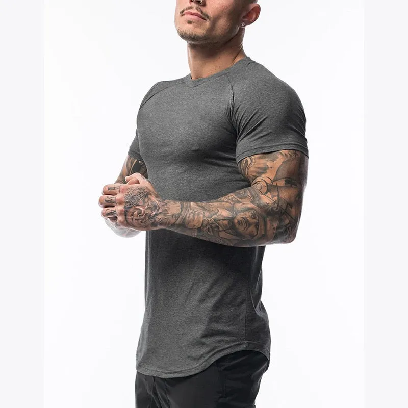 Gym Clothing Sports T Shirt Men's Cotton Breathable Fitness Short Sleeve Running Summer Tight homme