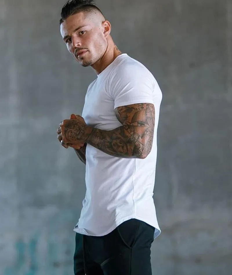 Gym Clothing Sports T Shirt Men's Cotton Breathable Fitness Short Sleeve Running Summer Tight homme
