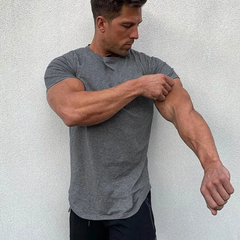 Gym Clothing Sports T Shirt Men's Cotton Breathable Fitness Short Sleeve Running Summer Tight homme