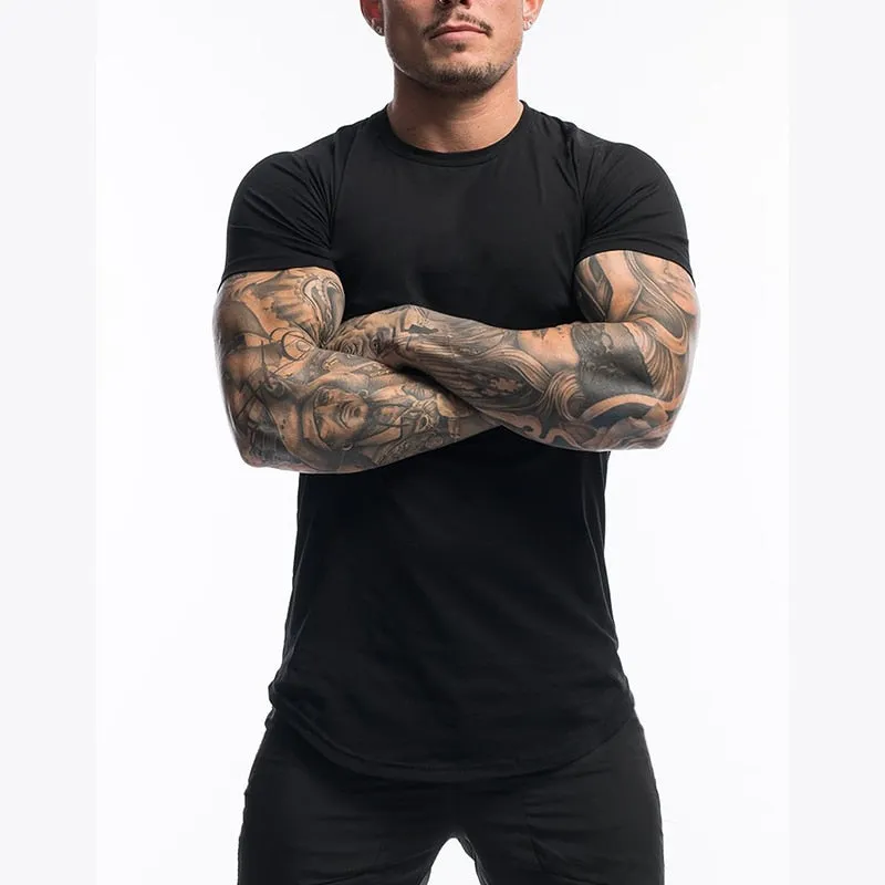 Gym Clothing Sports T Shirt Men's Cotton Breathable Fitness Short Sleeve Running Summer Tight homme