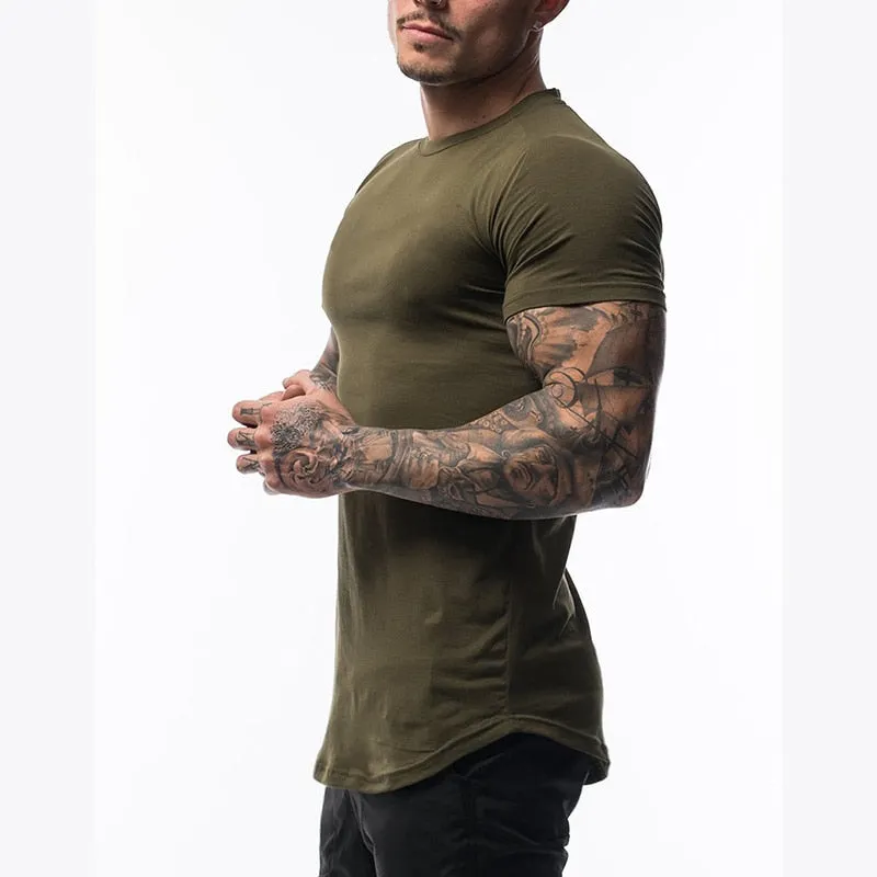 Gym Clothing Sports T Shirt Men's Cotton Breathable Fitness Short Sleeve Running Summer Tight homme