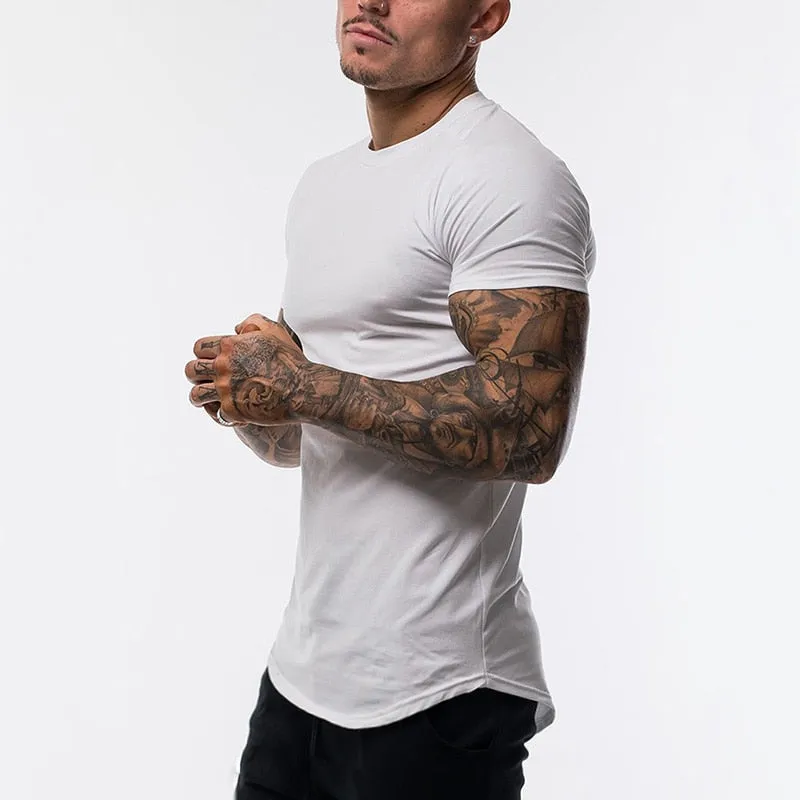 Gym Clothing Sports T Shirt Men's Cotton Breathable Fitness Short Sleeve Running Summer Tight homme