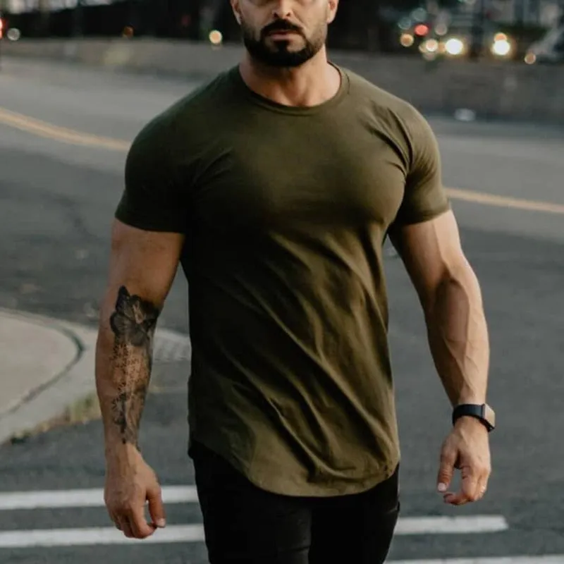 Gym Clothing Sports T Shirt Men's Cotton Breathable Fitness Short Sleeve Running Summer Tight homme