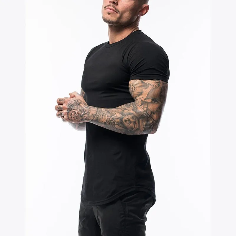 Gym Clothing Sports T Shirt Men's Cotton Breathable Fitness Short Sleeve Running Summer Tight homme