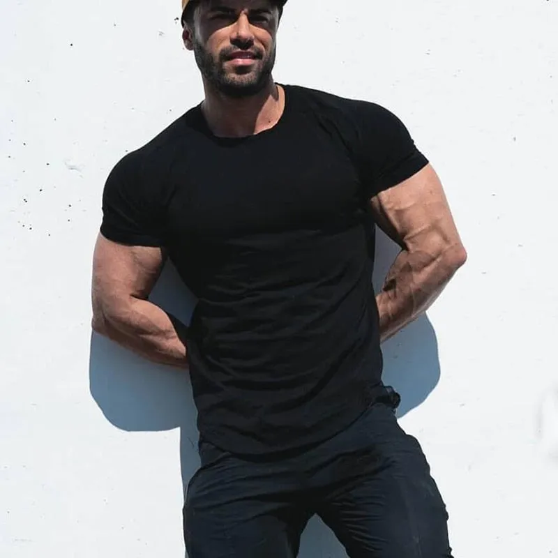 Gym Clothing Sports T Shirt Men's Cotton Breathable Fitness Short Sleeve Running Summer Tight homme