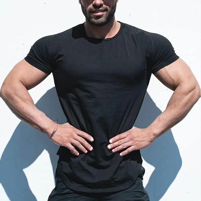 Gym Clothing Sports T Shirt Men's Cotton Breathable Fitness Short Sleeve Running Summer Tight homme