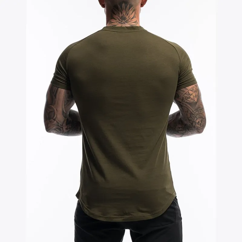 Gym Clothing Sports T Shirt Men's Cotton Breathable Fitness Short Sleeve Running Summer Tight homme