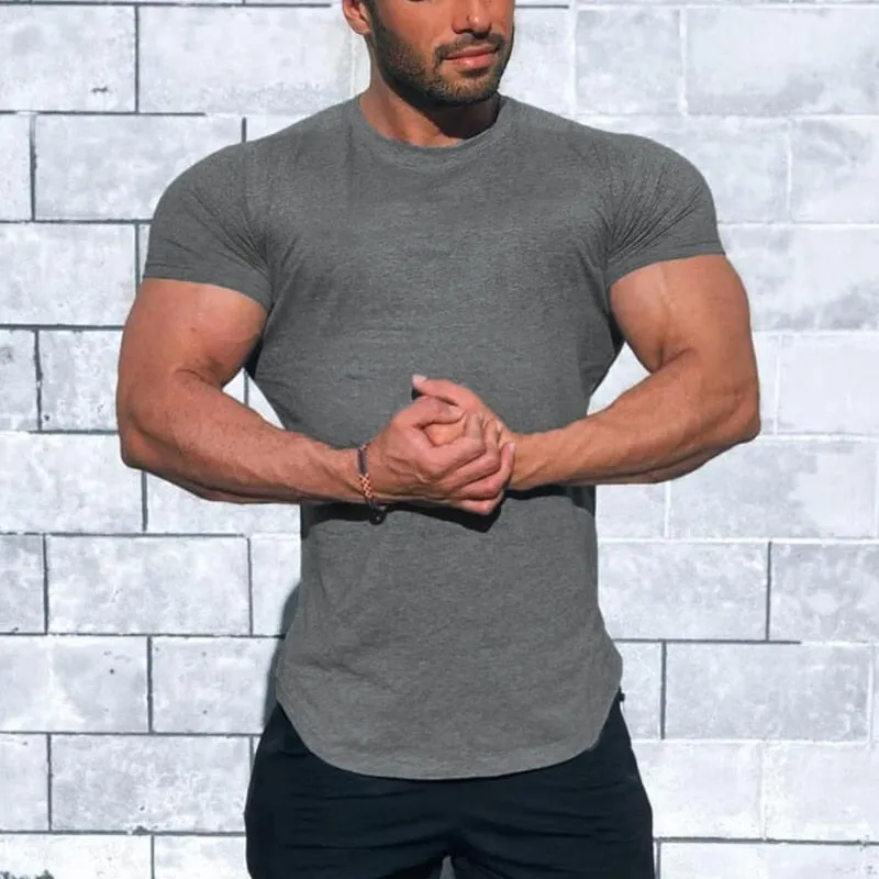 Gym Clothing Sports T Shirt Men's Cotton Breathable Fitness Short Sleeve Running Summer Tight homme