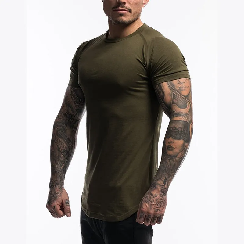 Gym Clothing Sports T Shirt Men's Cotton Breathable Fitness Short Sleeve Running Summer Tight homme