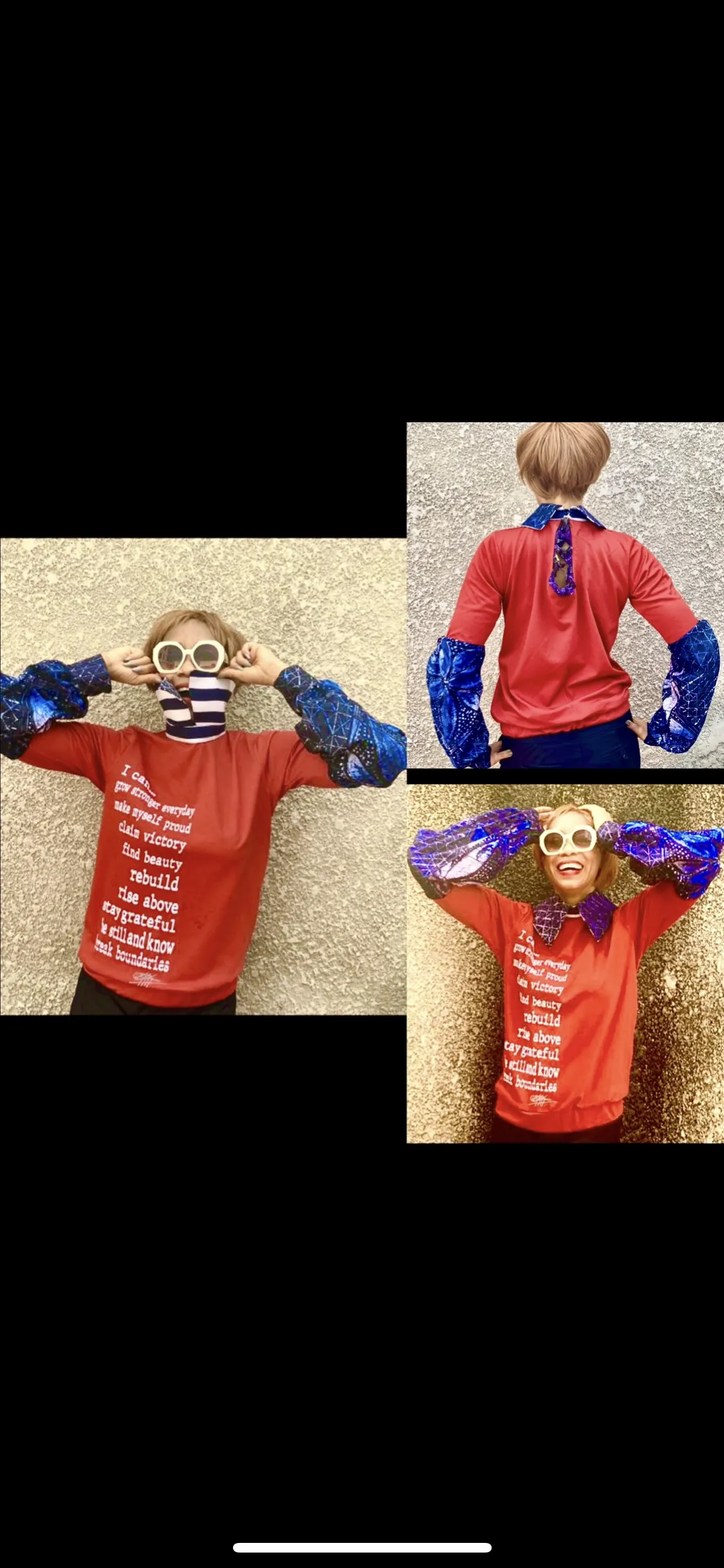 Hand Frayed I CAN… Empowerment Blouse with Slit Adire Sleeves