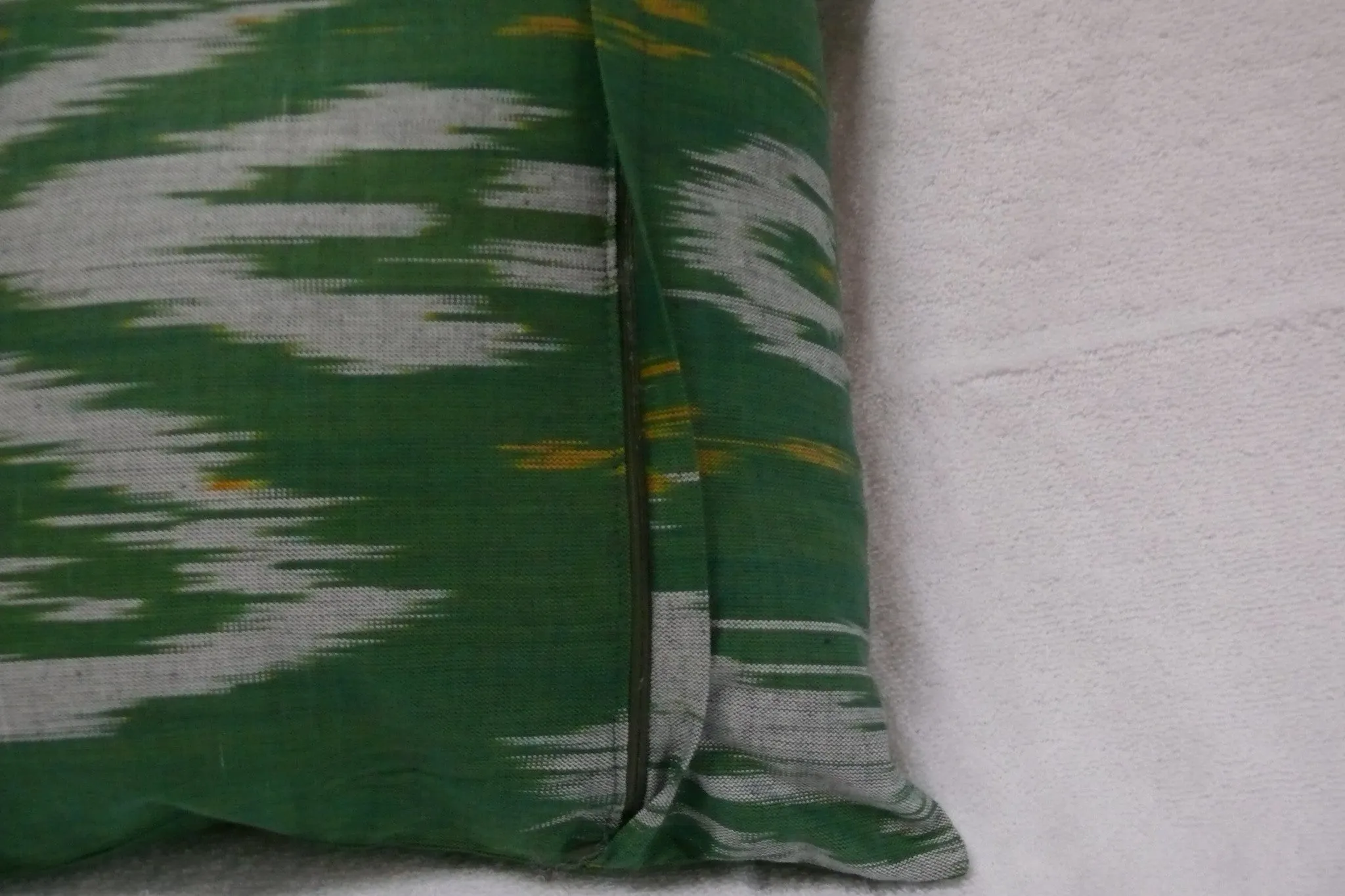 Ikat and Embroidery Pillow Cover, "Kurok" (Patchwork),