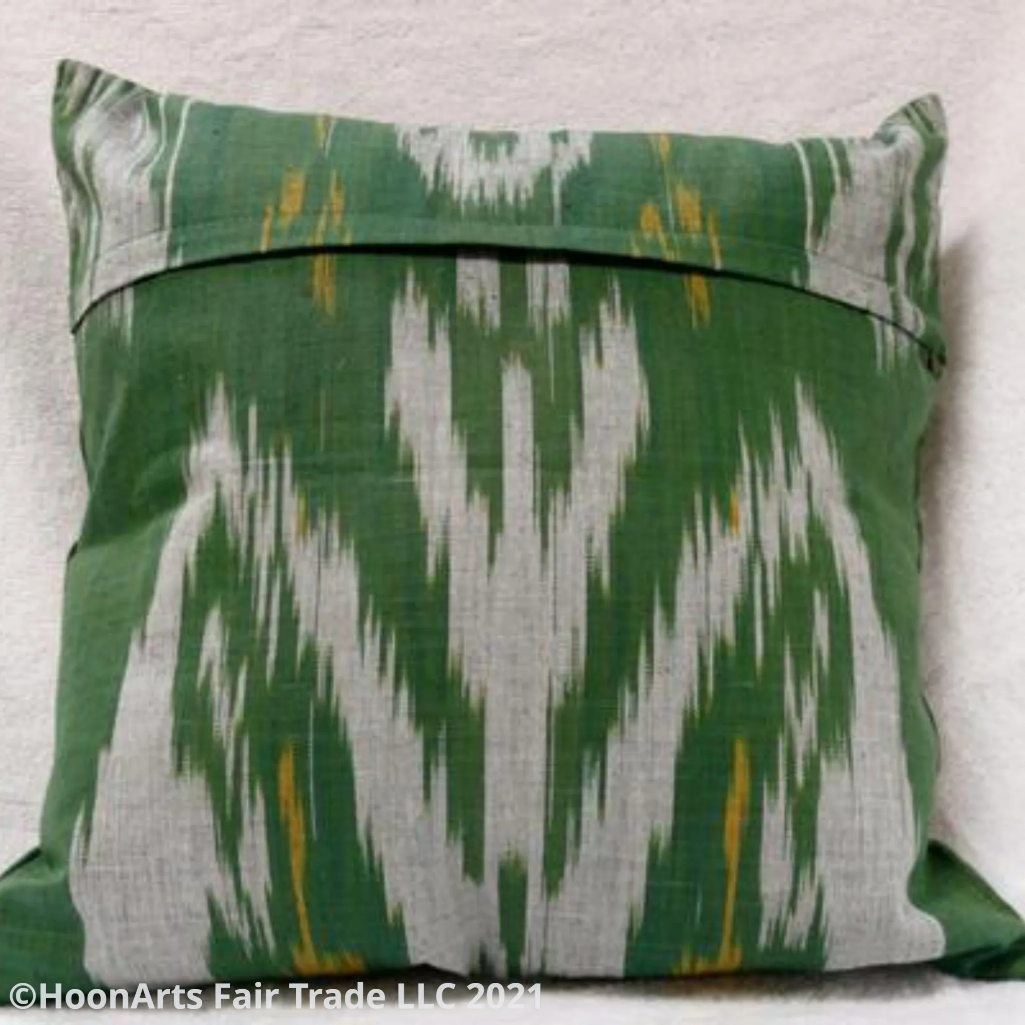 Ikat and Embroidery Pillow Cover, "Kurok" (Patchwork),