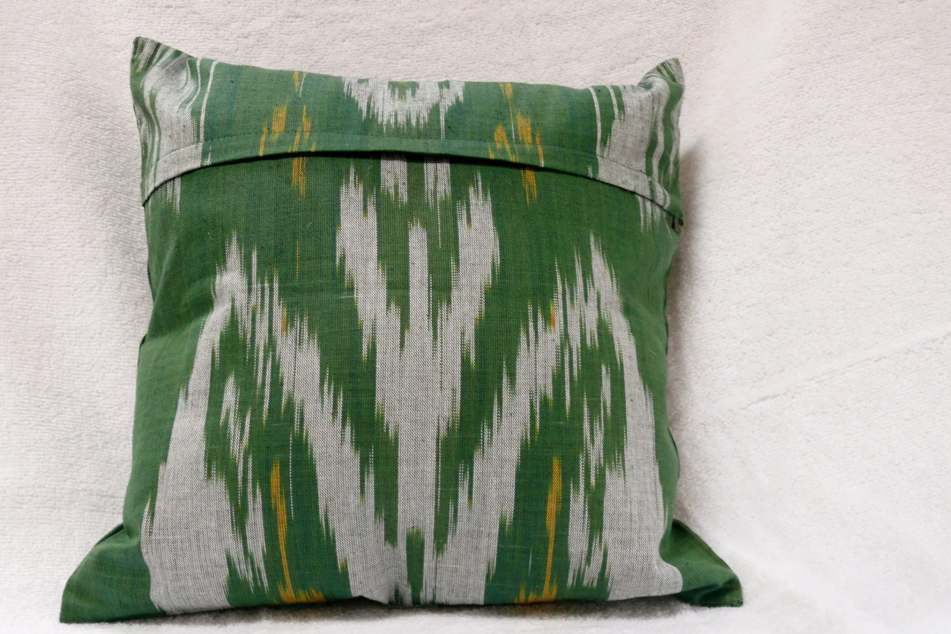 Ikat and Embroidery Pillow Cover, "Kurok" (Patchwork),