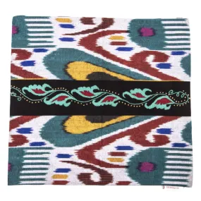 Ikat and Suzani Embroidery Pillow Cover, "Mavj" (Ripple)