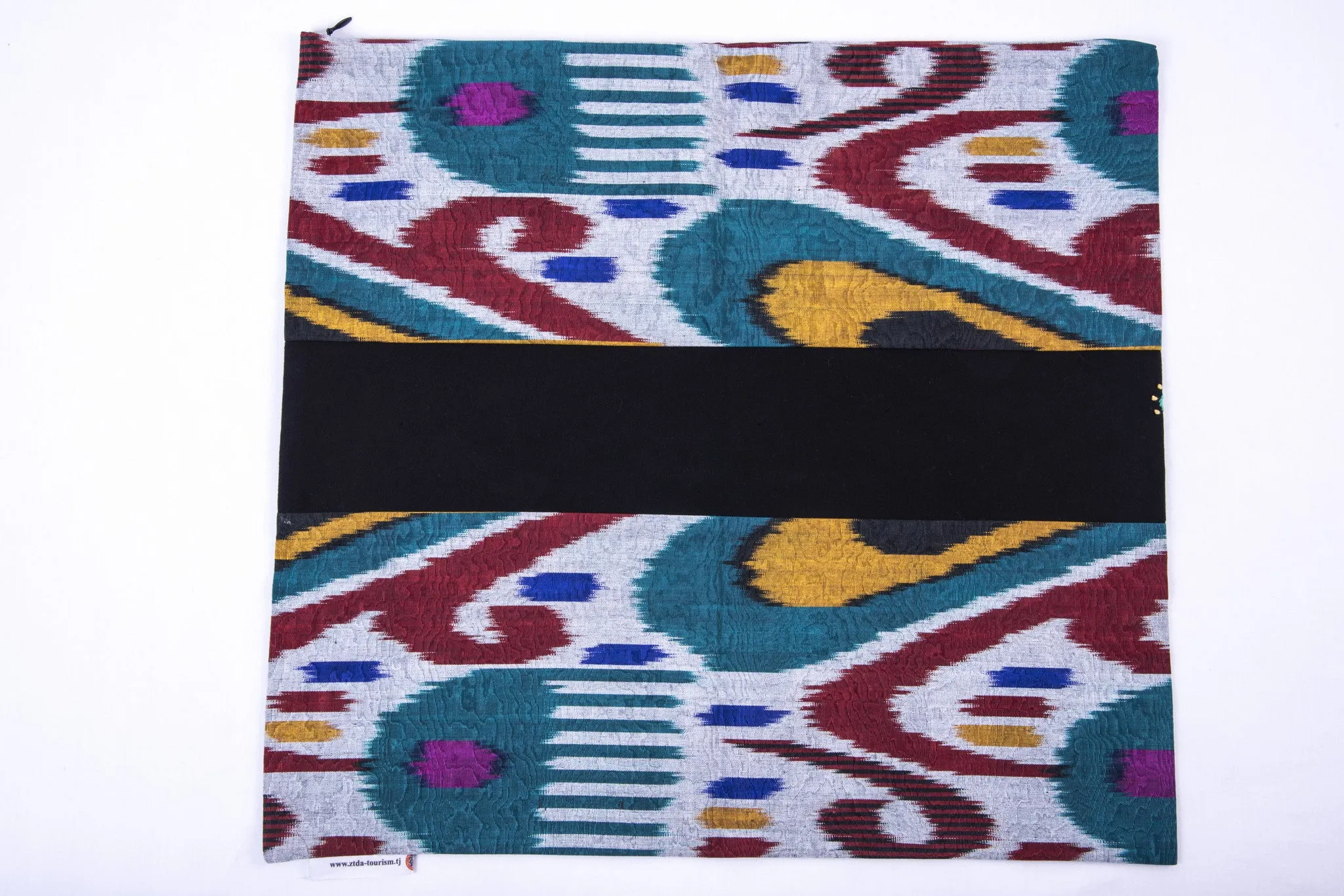 Ikat and Suzani Embroidery Pillow Cover, "Mavj" (Ripple)