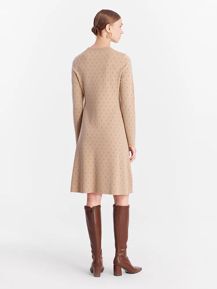 Jacquard Woolen Knitted Midi Dress