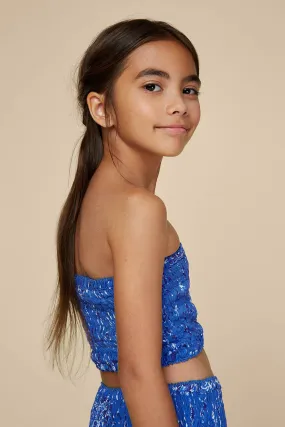 Kids Bandeau Smocked - Blue Pineapple Batik Rombo