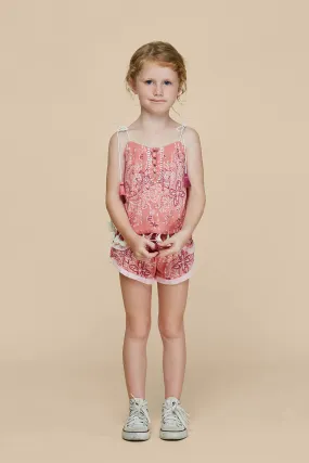 Kids Boxer Short Lulu Lace Trimmed - Pink Pineapple Batik Rombo