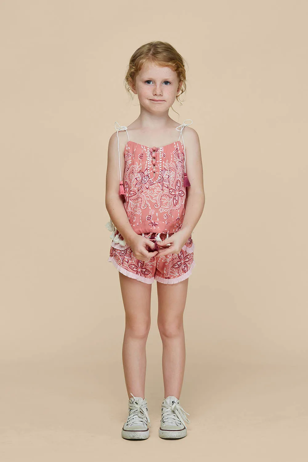Kids Boxer Short Lulu Lace Trimmed - Pink Pineapple Batik Rombo