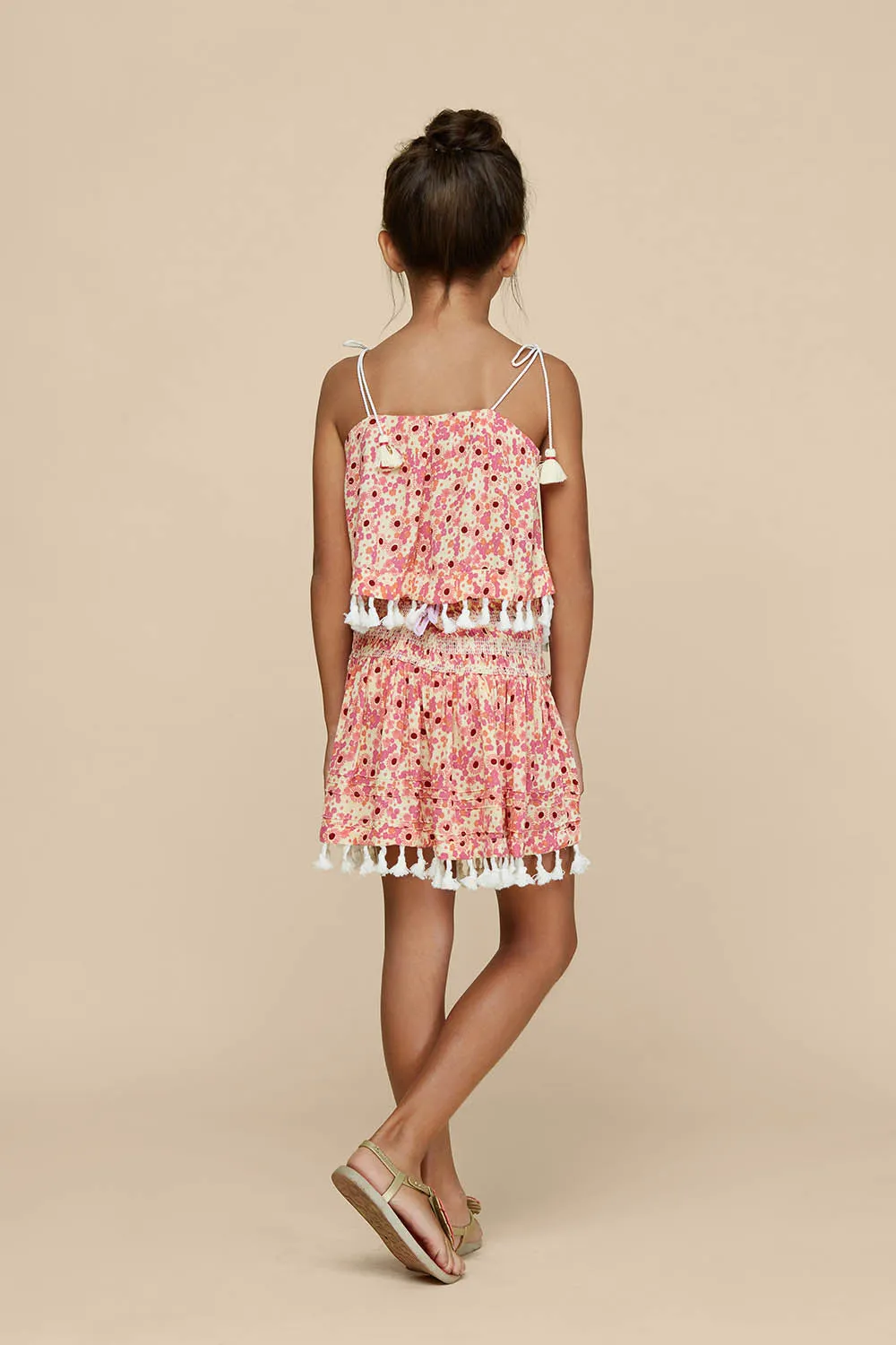 Kids Singlet Mara Tassel Trimmed - Yellow Gerbera