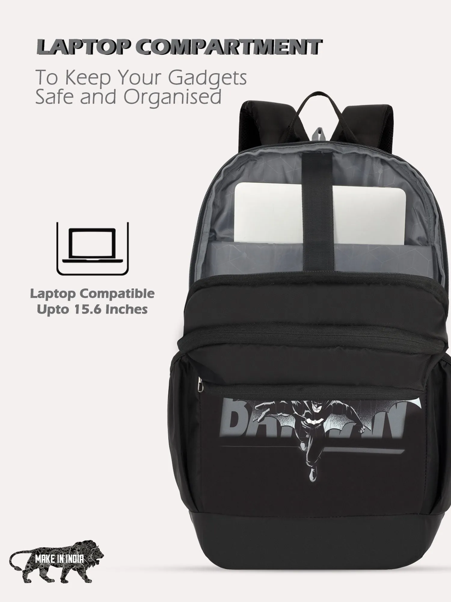 Lavie Sport Batman Cape 33L Casual Laptop Backpack For Men/Women & Boys/Girls Black
