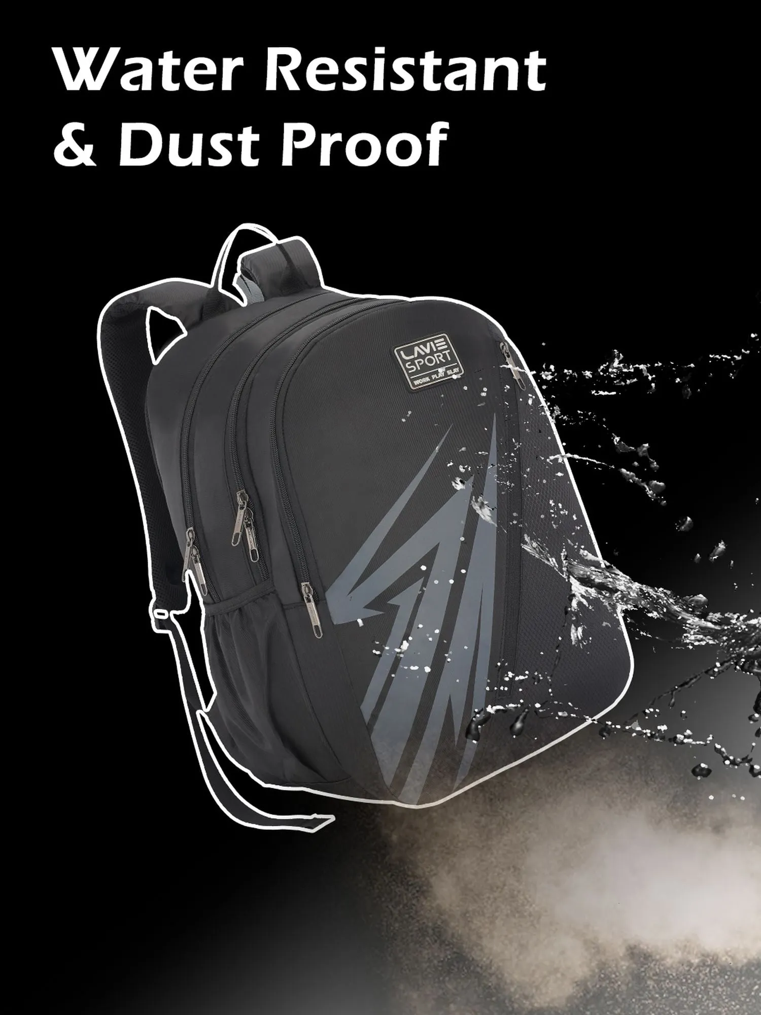 Lavie Sport Lance 37L College Bag For Boys & Girls|Backpack For Men & Women Black