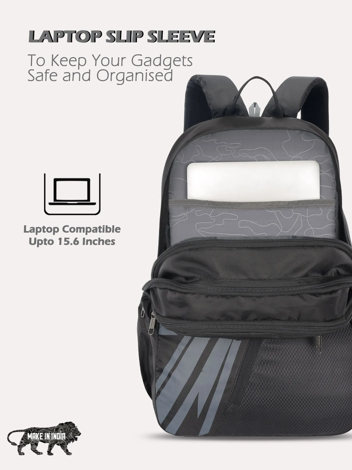 Lavie Sport Lance 37L College Bag For Boys & Girls|Backpack For Men & Women Black