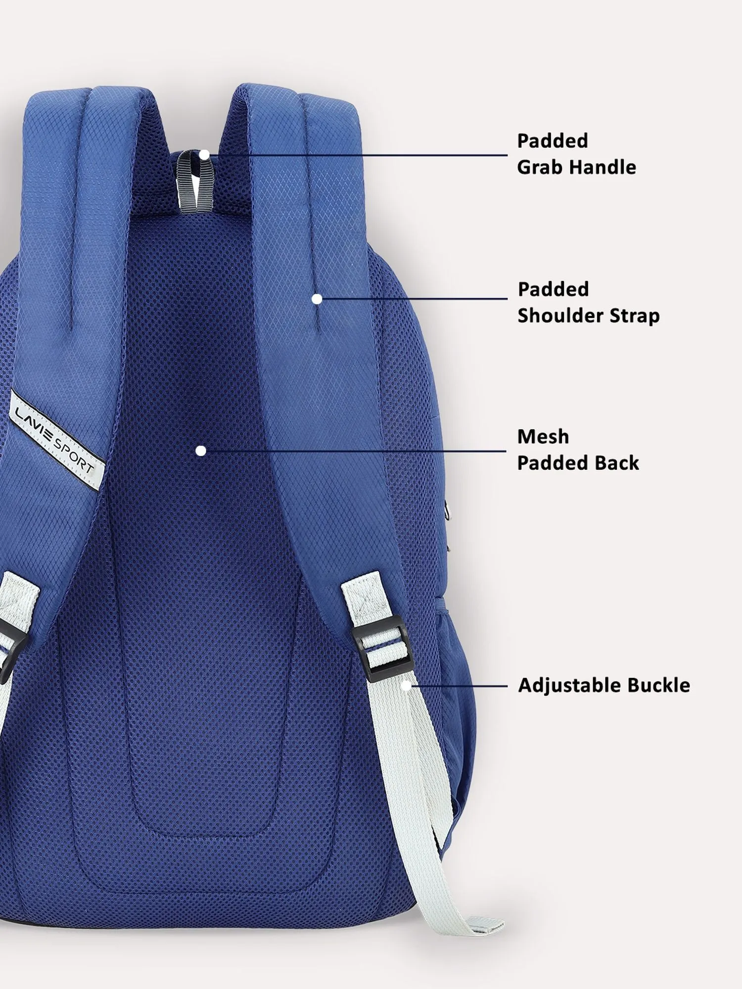 Lavie Sport Lozenge Pro 34L Laptop Backpack For Boys & Girls |Unisex Casual Bag for Men & Women Navy