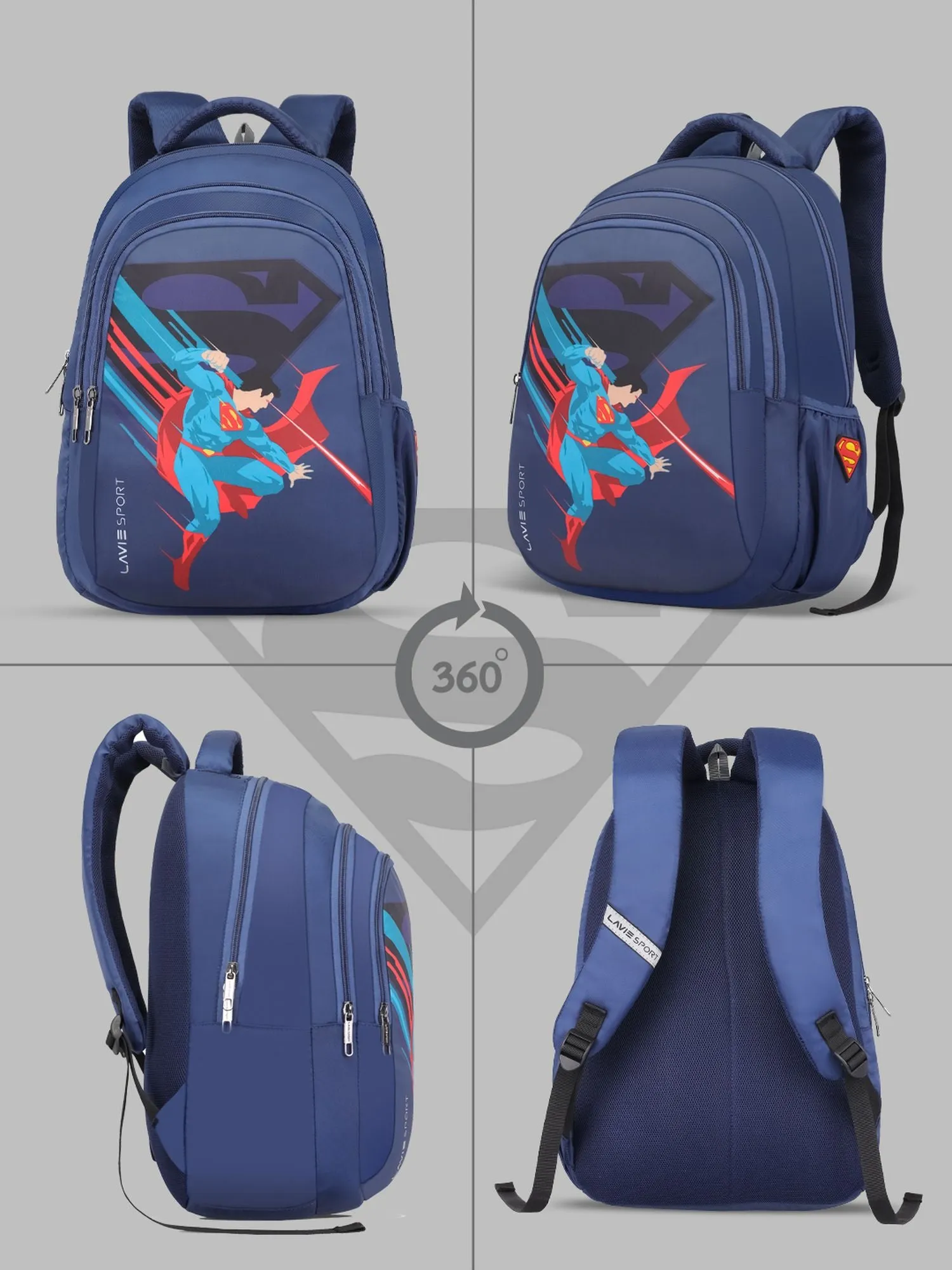 Lavie Sport Superman Power 26L Casual 17" Backpack for Boys/Girls Navy