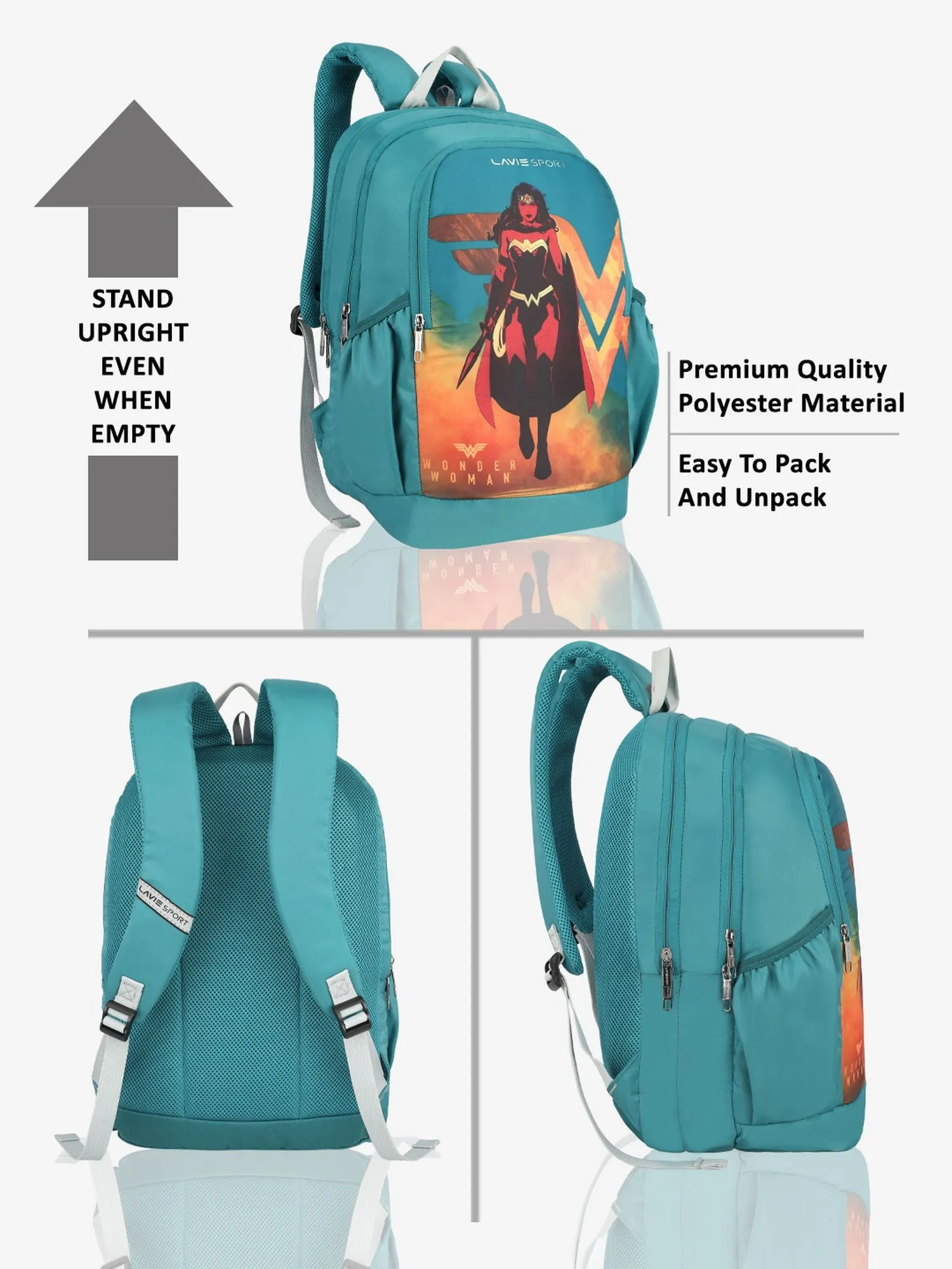 Lavie Sport Wonder woman Blaze 33L College Laptop Backpack For Boys & Girls Teal