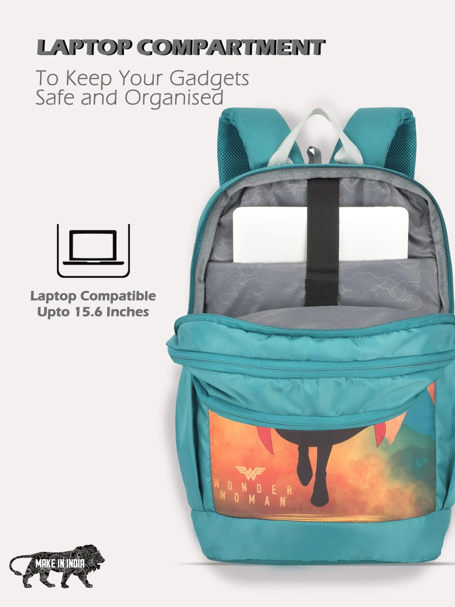 Lavie Sport Wonder woman Blaze 33L College Laptop Backpack For Boys & Girls Teal