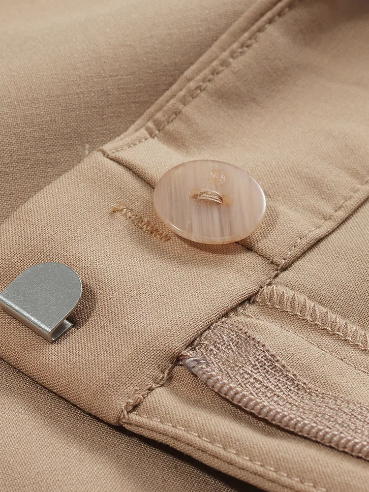 Light Camel Silk Woolen Loose Pants